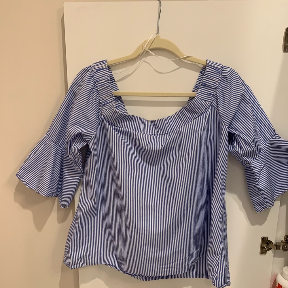 Off-The-Shoulder Bell Sleeve Blouse